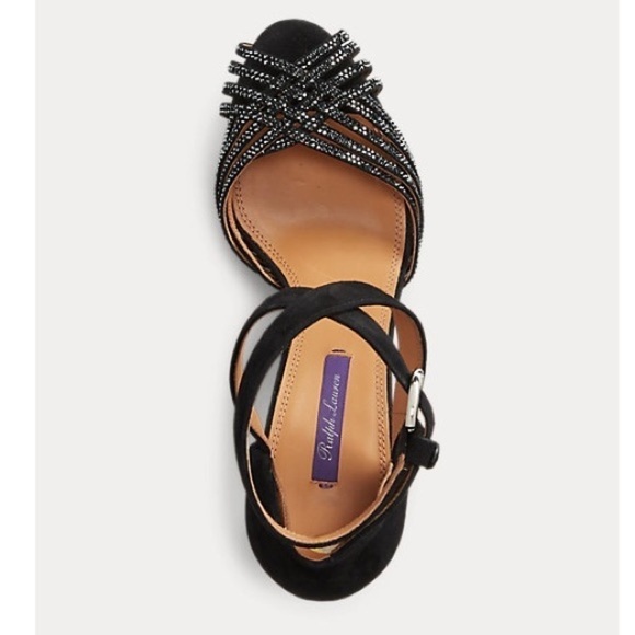 Ralph Lauren Purple Label Velia Embellished Goat-Suede Sandals Sz. 40 - Picture 5 of 16